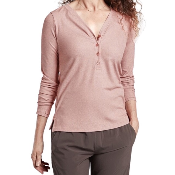 Athleta Long Sleeve Henley Tee in Dusty Pink - Picture 9 of 9